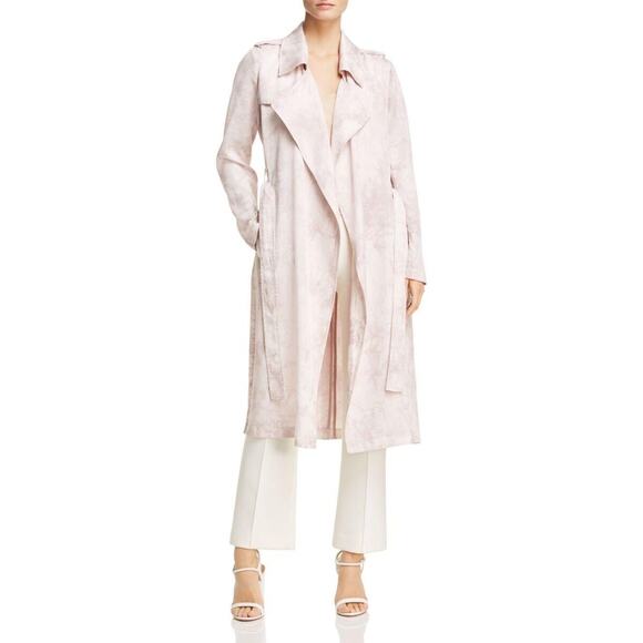Badgley Mischka Jackets & Blazers - Badgely Mischka Blush Tie Dye Long Trench Coat Belted Marble Print Draped